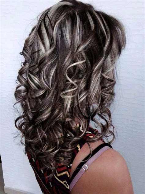 dark brown hair with platinum highlights